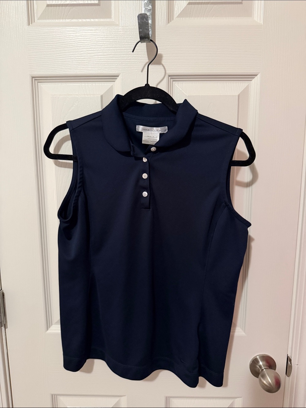 Nike Navy Sleeveless Polo Tank Top with Button Placket